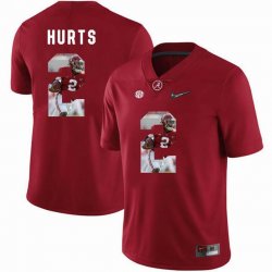 Custom Alabama Crimson Tide #2 Jalen Hurts Red College Color Rush Limited Jerseys