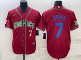 2023 World Cup Mexico #7 Julio Urias red blank majestic baseball jerseys 12