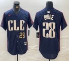 Nike Cleveland Indians #28 Bibee blue majestic baseball jersey -BD 01