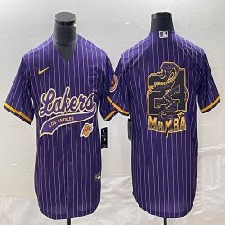 Nike Los Angeless Lakers #24 Kobe Bryant purple baseball jerseys Joint name MAMBA-BD 03