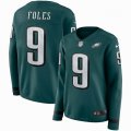 Women Eagles #9 Nick Foles green nike Color Rush Limited Jersey long sleeves