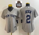 Youth Nike New York Yankees #2 Derek Jeter gray majestic baseball jerseys 01