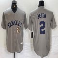 Nike New York Yankees #2 Derek Jeter gray mlb jersey-BD 02