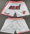 Miami Heat white throwback nba shorts -XD