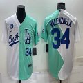 Nike Los Angeles Dodgers #34 Fernando Valenzuela green white splits majestic baseball Jerseys-BD 02