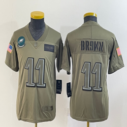 Youth Philadelphia Eagles #11 Carson A.J. Brown Green Salute to Service Limited Jersey -BD