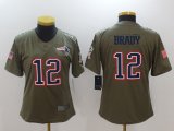 Women Nike New England Patriots #12 Tom Brady green USA flag Color Rush Limited Jersey