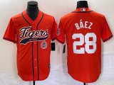 Nike Detroit Tigers #28 Javi Baez orange Majestic baseball jerseys Joint name -BD