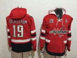 2017 Washington Capitals Nicklas Backstrom #19 Red hockey Hooded Sweatshirt