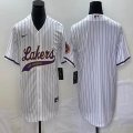 Nike Los Angeless Lakers blank white baseball jerseys Joint name-BD 03