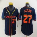 Youth Nike Houston Astros #27 Jose Altuve dark blue baseball jerseys city version