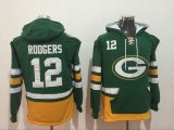 Green Bay Packers #12 Aaron Rodgers Green nfl Hooded Sweatshirt