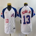 Women Nike Anaheim Angels #13 Ronald Acuna Jr. white blue majestic baseball city version