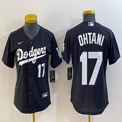 Women Los Angeles Dodgers #17 Shohei Ohtani Nike black majestic baseball Jersey 03