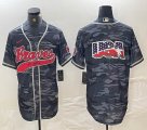 Nike Atlanta Braves blank grey camo MLB Baseball jerseys Joint name-BD 02