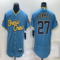 Nike Milwaukee Brewers #27 Willy Adames skyblue Flexbase Authentic Collection Jersey city version