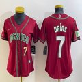 Women 2023 World Cup Mexico #7 Julio Urias red majestic baseball jerseys 03