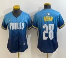 Women Nike Philadelphia Phillies #28 Bohm skyblue majestaic baseball jersey city version-BD