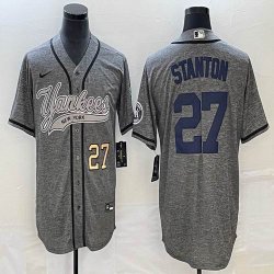 Nike New York Yankees #27 Giancarlo Stanton Hemp grey majestic baseball Jersey Joint name 01