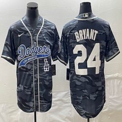 Nike Los Angeles Dodgers #24 Kobe Bryant gray camo NBA and baseball Jerseys Joint name -BD