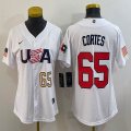 Youth 2023 World Cup #65 Nestor Cortes white USA majestic baseball jerseys 02