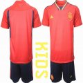 2022 World Cup Spain team red kid soccer jerseys home-HQ