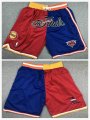 Houston Rockets New York Knicks red blue splice NBA shorts with pocket 01