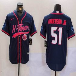 Houston Texans #51 Will Anderson Jr. blue with baseball jerseys Joint Name 01