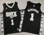 Youth jordan logo San Antonio Spurs #1 Victor Wembanyama black basketball jersey-XD