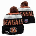 2024 Cincinnati Bengals black white orange NFL Sports Cuffed Knit Hats 01