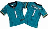 Women Jacksonville Jaguars #1 Travis Etienne Nike Teal Prowler Throwback Vapor F.U.S.E. Limited Jersey