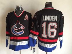 Vancouver Canucks #16 Trevor Linden black CCM throwback nhl jersey A patch