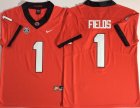 Georgia Bulldogs #1 Justin Fields red College Football Color Rush Limited Jersey