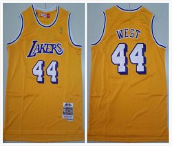 Los Angeles Lakers #44 Jerry West Yellow throwback nba jersey-TY