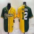 Nike Green Bay Packers #12 Aaron Rodgers gree yellow splits baseball jerseys Joint name-BD 01