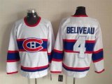 Montreal Canadiens #4 Jean Beliveau white Ice hockey jersey