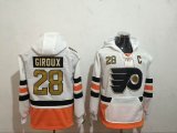 2017 Philadelphia Flyers #28 Claude Giroux white orange Hockey Hooded Sweatshirt