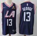 Los Angeles Clippers #13 Paul George blue nike NBA jersey with Sponsor patch-S8