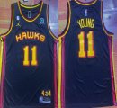 Jordan logo Atlanta Hawks #11 Trae Young black nba basketball Jerseys 6 patch