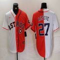 Nike Houston Astros #27 Jose Altuve orange and white splits majestic baseball jerseys 05