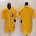 Nike Oakland Athletics blank yellow majestic baseball jersey -BD 01