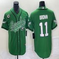 Nike Eagles #11 Carson A.J. Brown green baseball jerseys Joint name with C patch-BD 03