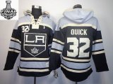 2014 stanley cup Los Angeles Kings QUICK 32 black gray NHL Hooded Sweatshirt