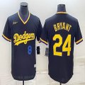 Nike Los Angeles Dodgers #8 and #24 Kobe Bryant black throwback majestic baseball Jersey-BD