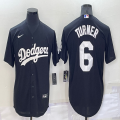 Los Angeles Dodgers #6 Justin Turner black majestic baseball Jerseys-BD