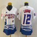 Women Puerto Rico Baseball Francisco Lindor White 2023 World Baseball Classic Replica Player Jersey 09