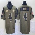 Nike New Orleans Saints #4 Derek Carr green Salute To Service Limited Jersey-Special funds