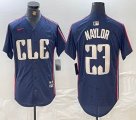 Nike Cleveland Indians #23 Josh Naylor blue majestic baseball jersey -BD