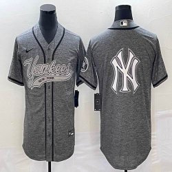 Nike New York Yankees blank Hemp grey majestic baseball jerseys big logo-BD 02