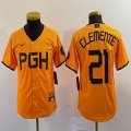 Youth Nike Pittsburgh Pirates #21 Roberto Clemente gold majestic baseball jerseys city version-BD 05